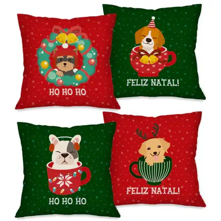 Toque de Natal - Kit 4 Capas de Almofadas Natalinas